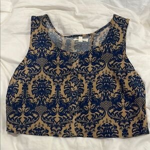 Mine Navy and Beige Patterned Tank Top